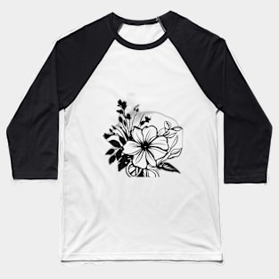 Elegant Monochrome Floral Design No. 941 Baseball T-Shirt